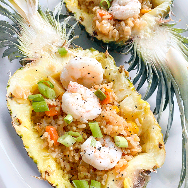 Sheet-Pan Shrimp, Pineapple & Peppers with Rice