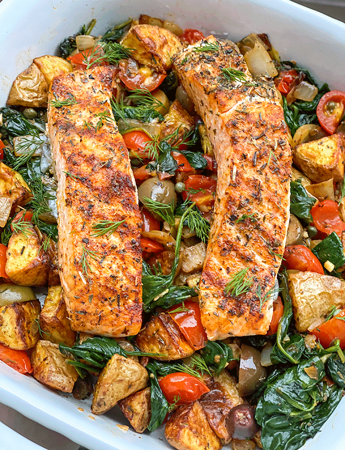 Mediterranean Style Spinach Salmon 